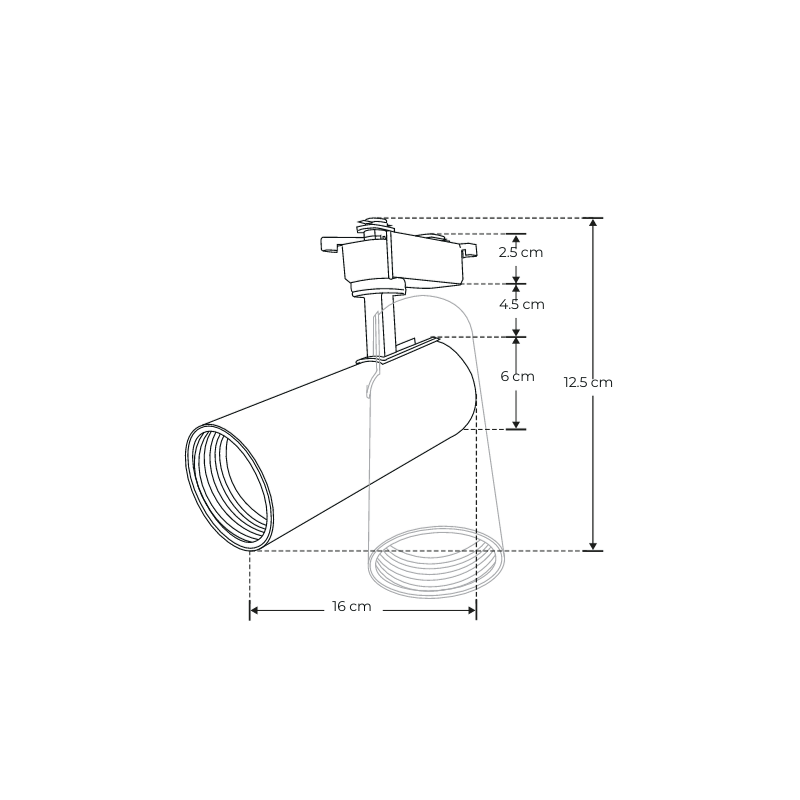 Lampara Negra Dirigible Riel Electrificado12W, 127V, En Blanco Neutro y Calido - Wattko