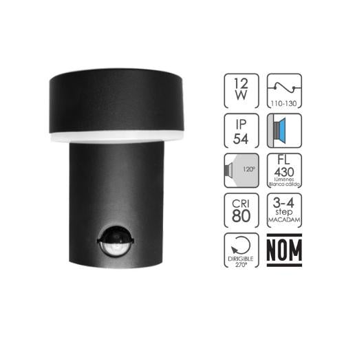 Luminaria Circular 360° Sensor De Mov Sobreponer 12W 3K Blanco Cálido - Wattko