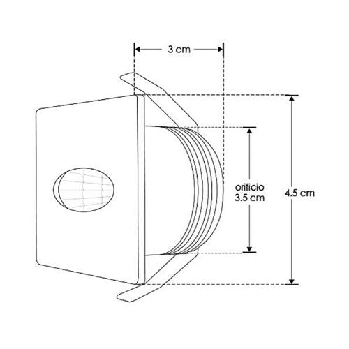 Luminaria Cortesía Cuadrado de Empotrar Salida de Luz puntual 2.5W Blanco Cálido - Wattko