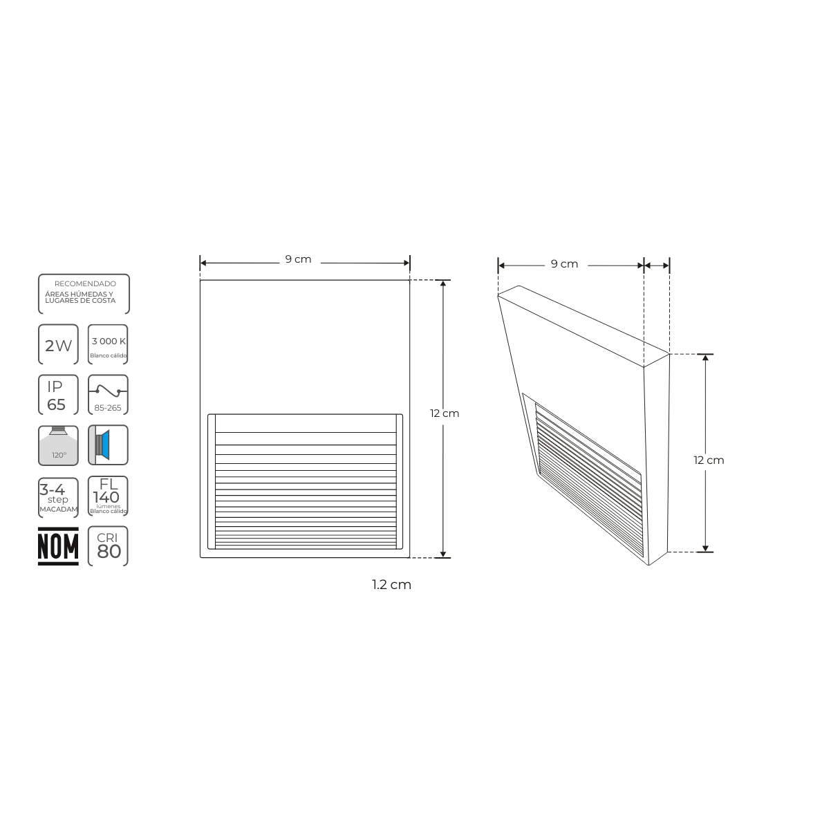 Luminaria De Cortesia 2W Para Exterior, Policarbonato Blanco - Wattko