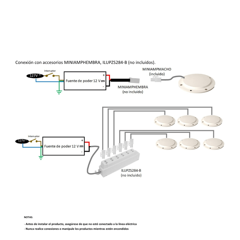 Luminaria LED Blanca 2W De 12V Para Empotrar En Muebles De Madera - Wattko