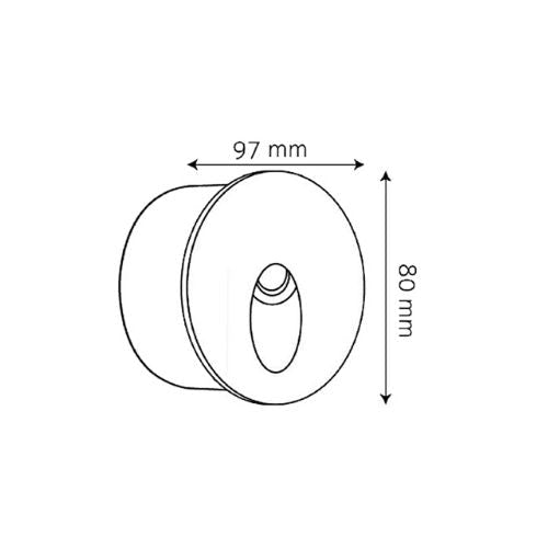 Luminario exterior redondo de cortesía para empotrar en muro 3w Blanco cálido - Wattko