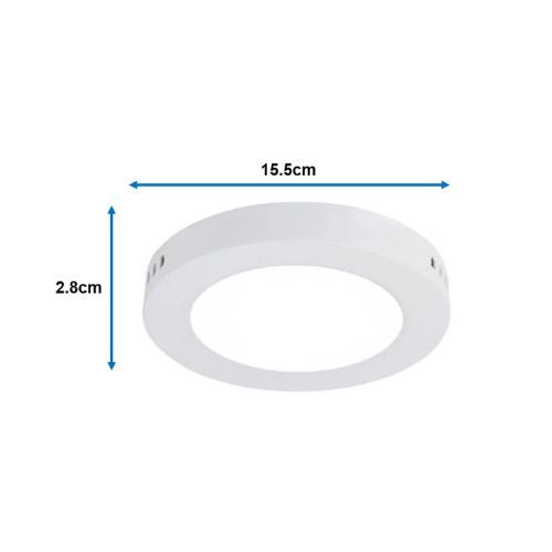 Panel Led redondo fat para sobreponer 12watts Blanco Frío - Wattko