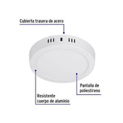 Panel Led redondo para sobreponer 6watts Blanco Frío - Wattko
