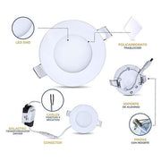 Panel Led slim redondo para empotrar 3watts Blanco Cálido - Wattko