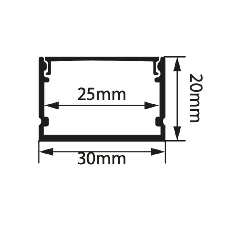 Perfil Aluminio 3020/B Empotrar o Sobreponer 30X20MM - Wattko