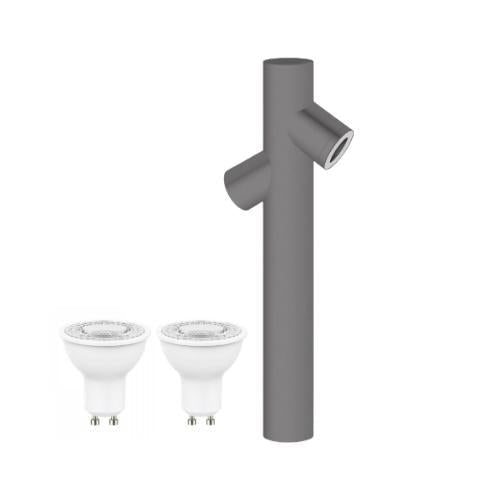 Poste Arbol De LED Tipo Bolardo Circular Doble Disparo 60 cm De Alto - Wattko