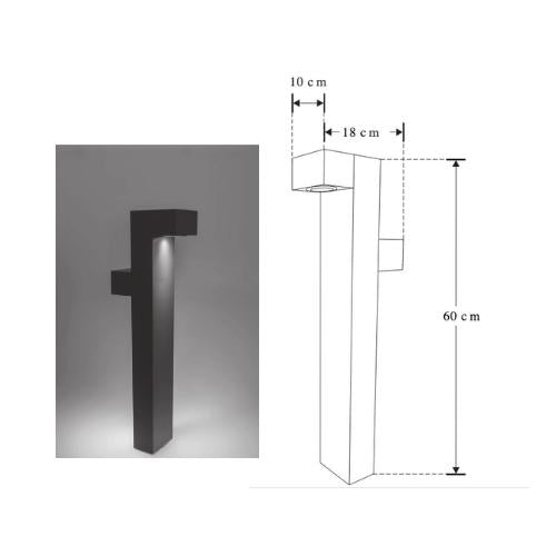 Poste Arbol De LED Tipo Bolardo Rectangular Doble Disparo 60 cm De Alto, 10W - Wattko