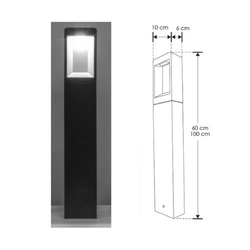Poste Tipo Bolardo 60 cm De Alto, 6W - Wattko