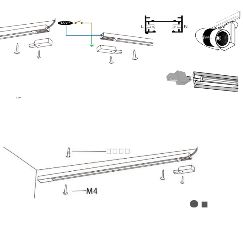 Riel Electrificado Blanco 110V Sobreponer 97.3 CM - Wattko