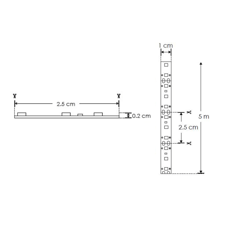 Rollo 5M Tira 2835 Blanco Cálido 2700K 120 LEDs Metro, Uso Interior - Wattko