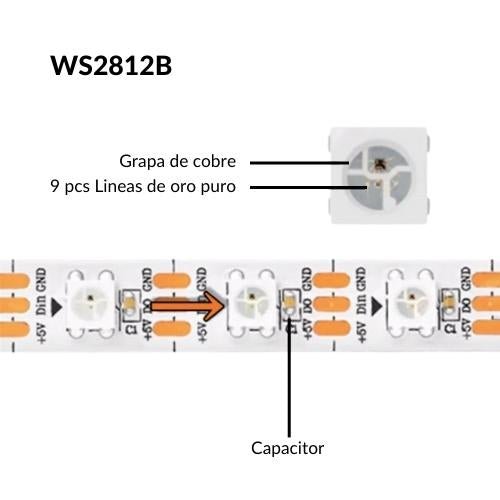 Tira Led Pixel Ws2812b Última Generación 3 Chips En 1 - Wattko