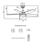 Ventilador Aura Satín 5 Aspas - Wattko